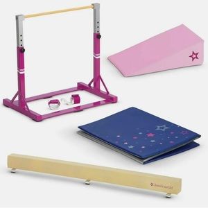 American girl doll gymnastic set. 5 pieces included. Bars mat grips beam wedge.